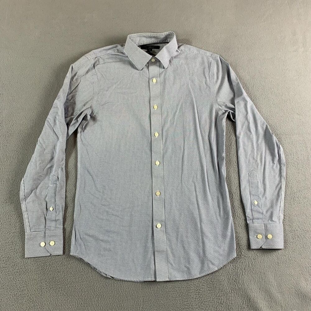 Banana Republic Dress Shirt Mens XS Blue Geometric Non Iron Slim Fit Long Sleeve